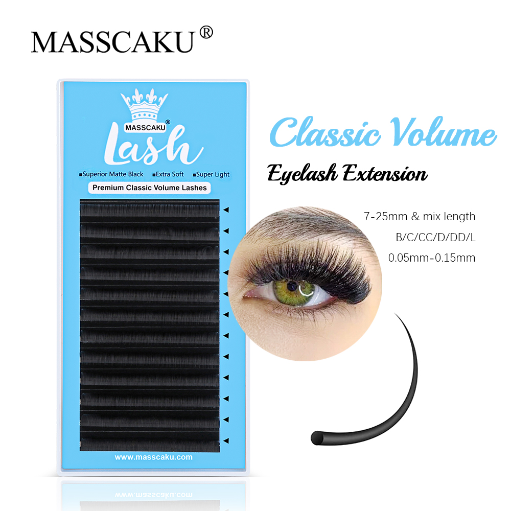 Eyelash Extensions Classic - MASSCAKU 0.05/0.07/0.10/0.15mm klasyczne regularne przedłużanie rzęs