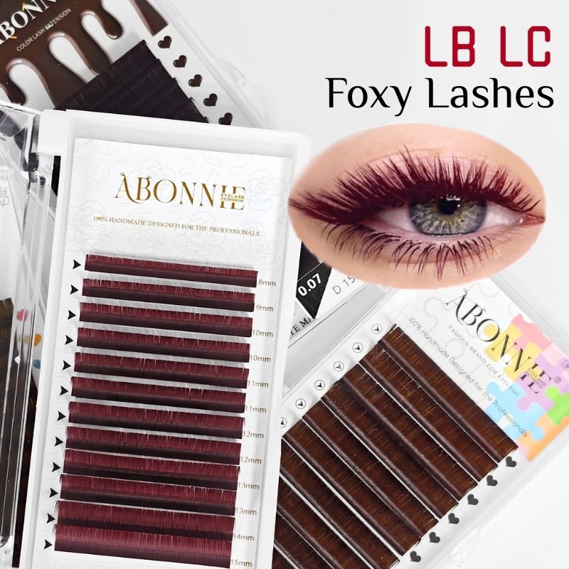 Eyelash Extensions Classic - LB LC Burgundy Lashes Czerwone Klasyczne
