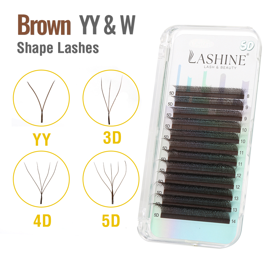 Eyelash Extension Yy - LASHINE Brązowe Rzęsy w Kształcie W
