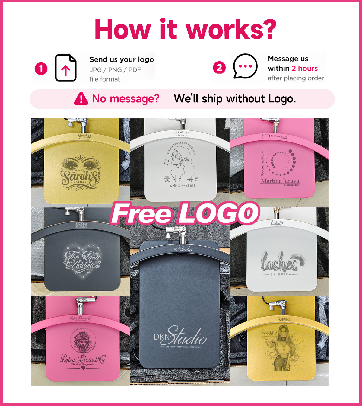 Darmowe LOGO Ukryty Kabel Lamp – Eyelash Extension Logo recenzja i cena